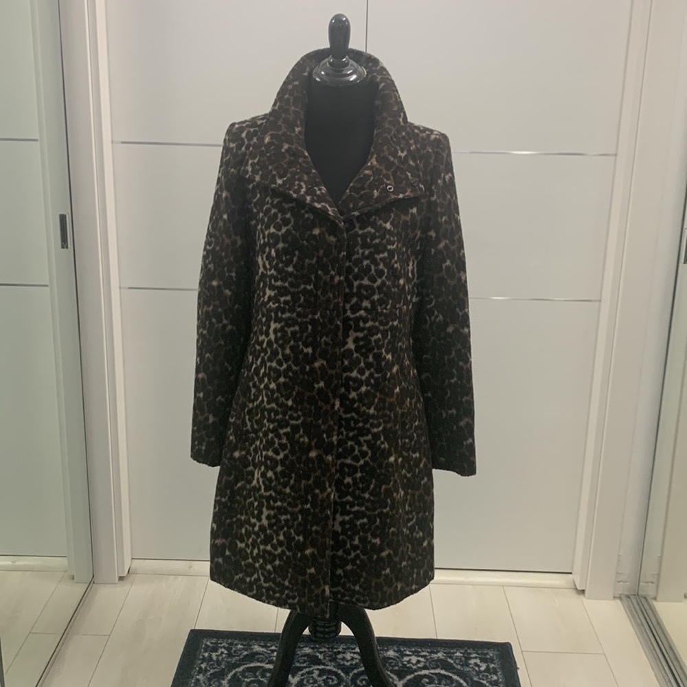 NWOT Via Spiga Leopard Print Coat size 12 - Picture 4 of 17